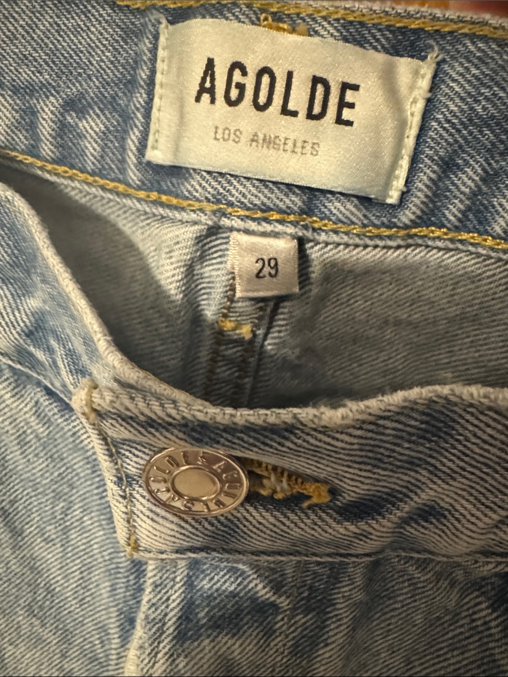 Agolde Light Wash Distressed Denim Cutoff Shorts Parker 29 - Picture 4 of 4